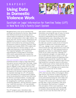 Using Data in Domestic Violence Work: Spotlight on Legal Information for Families Today (LIFT) in New York City's Family Court System Cover